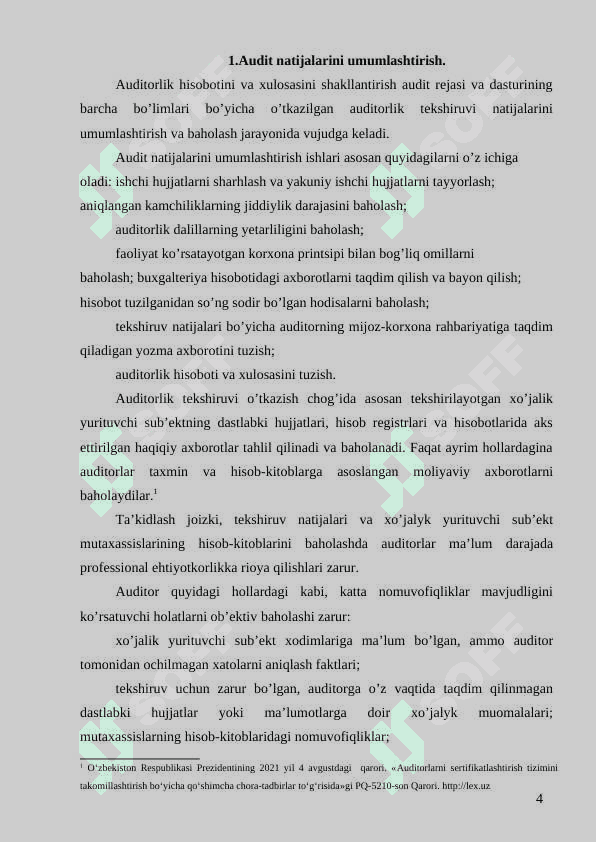 Auditorlik xulosasi va uning tarkibi 4