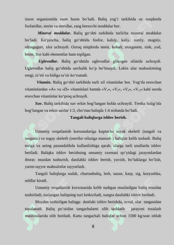 Baliqdan taomlar tayyorlashni o’rganish. 8