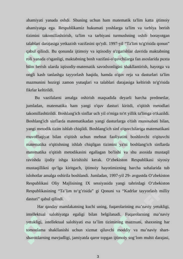 BOSHLANG`ICH SINF MATEMATIKA DARSLARIDA TARQATMA MATERIALLARDAN UNUMLI FOYDALANISH TEXNOLOGIYASI 3