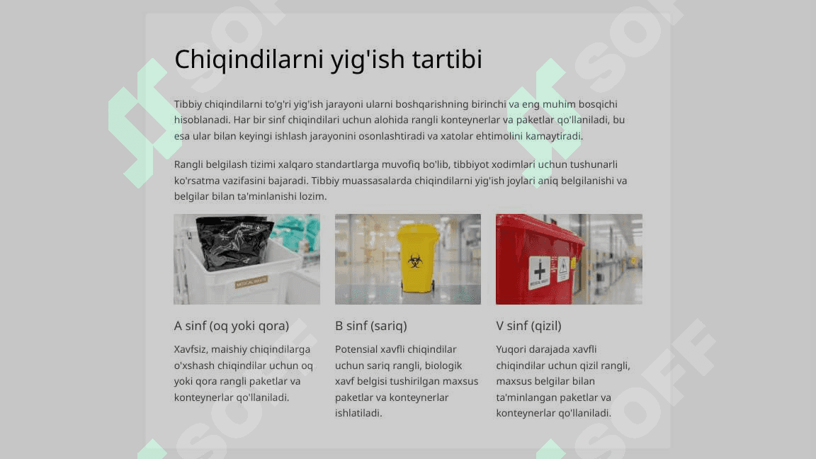 0317-15 sonli SanQvaM asosida hosil bo’lgan tibbiy chiqindilarni utilizatsiya qilish tartibi. 8
