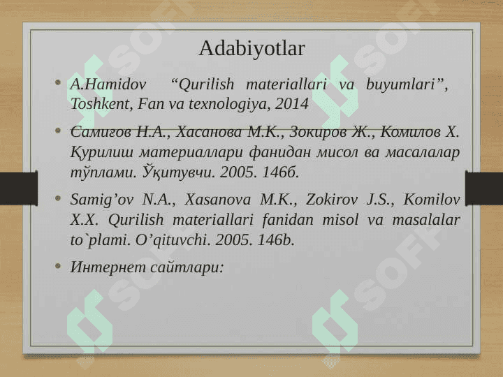 Qurilish materiallari haqida umumiy ma’lumot, ularning tasnifi. Qurilish materiallarining asosiy fizik va mexanik xossalari 2