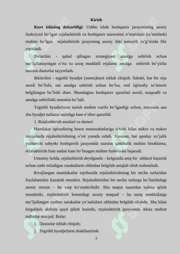 Budjetlashtirish va xarajatlarni nazorat qilish 2