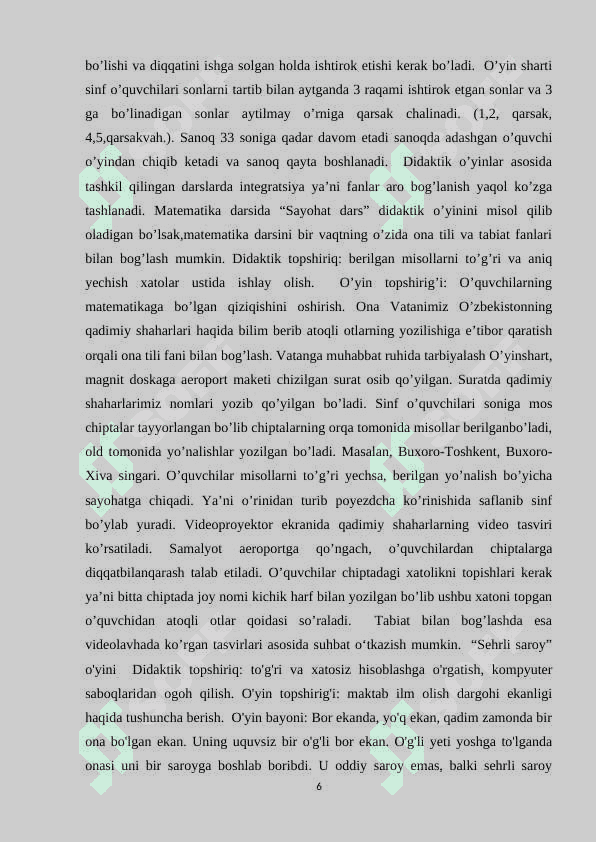 DASTLABKI MATEMATIK TUSHUNCHALARNI SHAKLLANTIRISHDA DIDAKTIK O’YINLARNING O’RNI 6