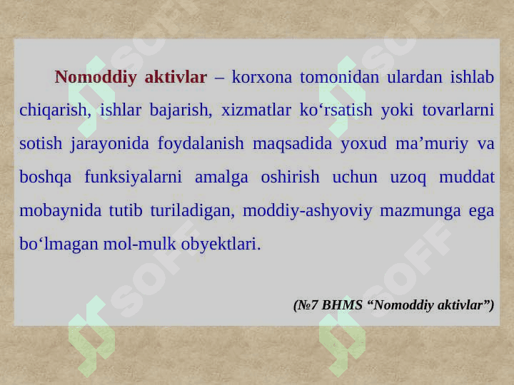NOMODDIY AKTIVLAR HISOBINING NORMATIV HUQUQIY ASOSLARI , TURKUMLANISHI VA BAHOLANISHI 2