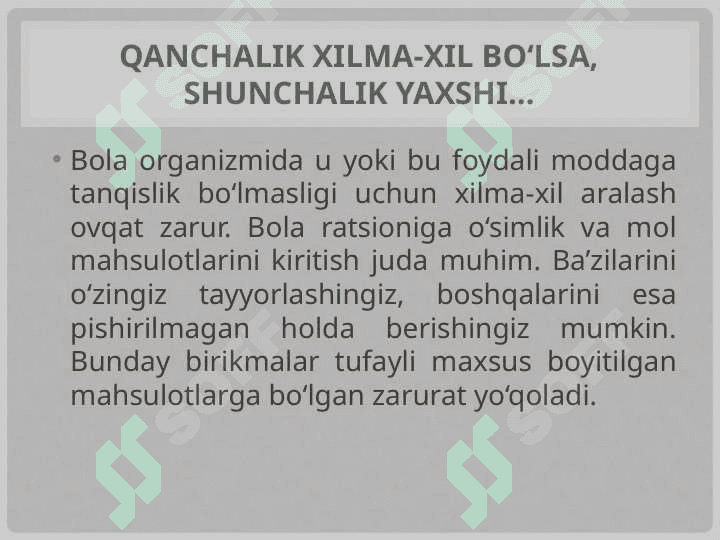 Bolalar ovqatining asosiy tamoyillari 4
