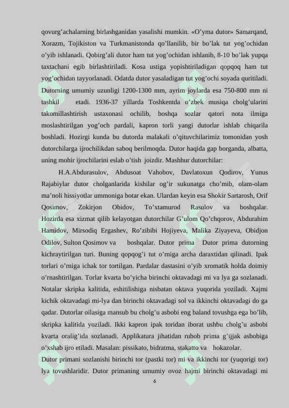 Dutor ijrochiligida musiqiy asarlarni sof ijro usullar ustida ishlash 6