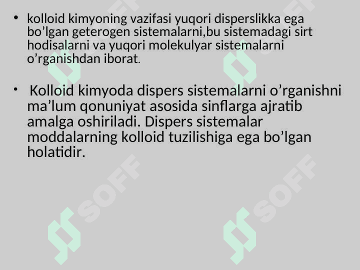 Kolloid sistemalarning sinflanishi 4