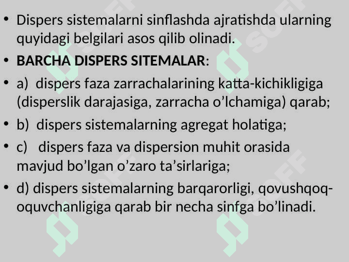 Kolloid sistemalarning sinflanishi 5