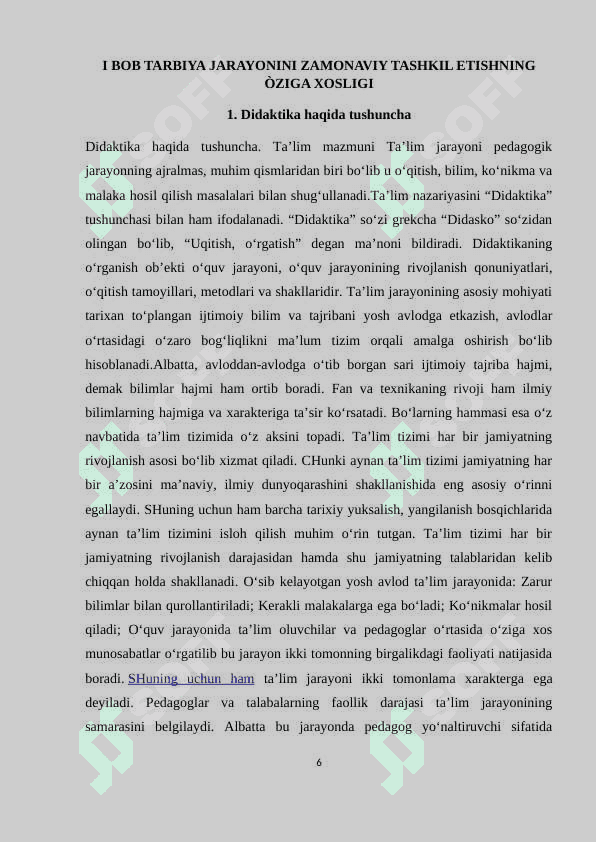 Tarbiya jarayonini zamonaviy tashkil etishning o’ziga xosligini oʻrganish 6