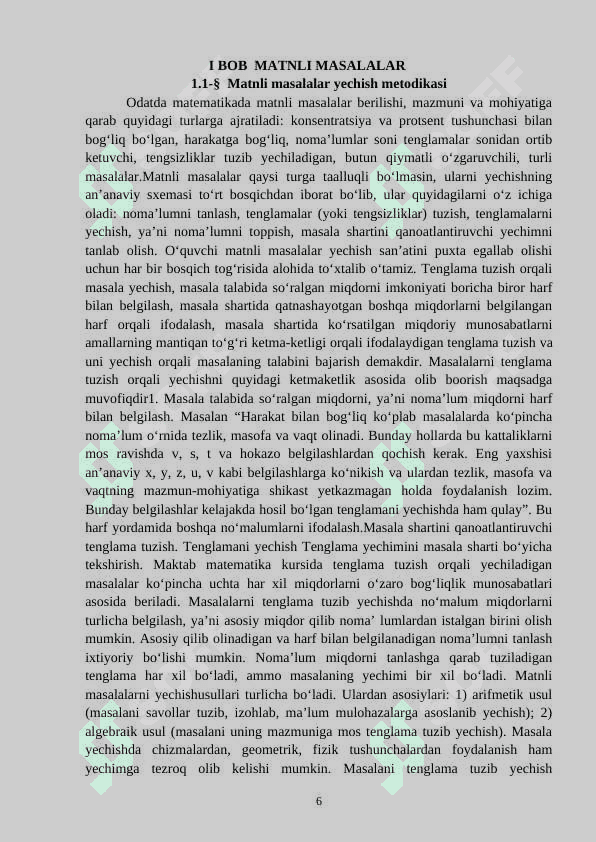 Matnli masalarni yechishga o’rgatish metodikasi 6