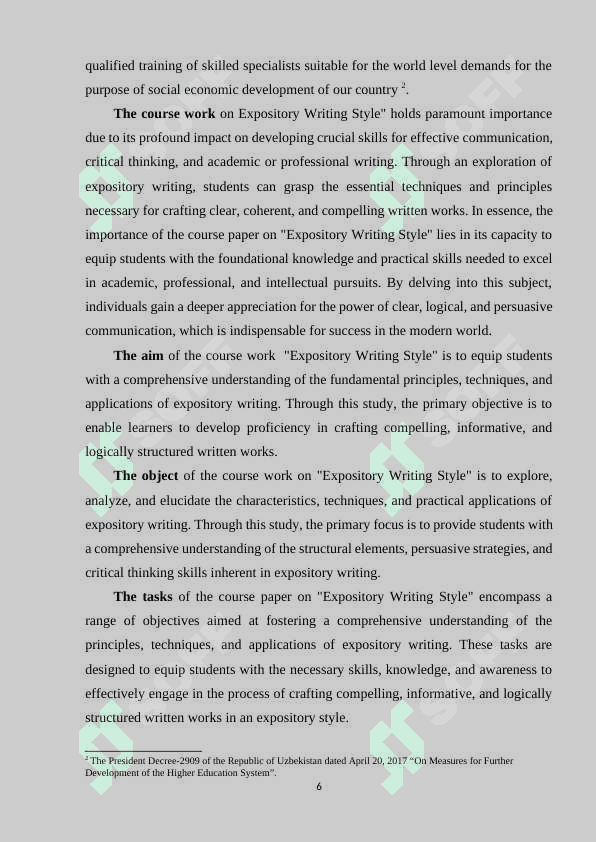 EXPOSITORY WRITING STYLE course work 6