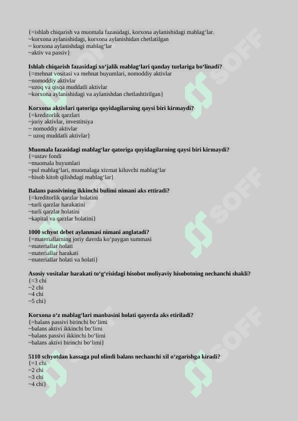 BUXGALTERIYA HISOBI  FANIDAN TEST SAVOLLARI 8