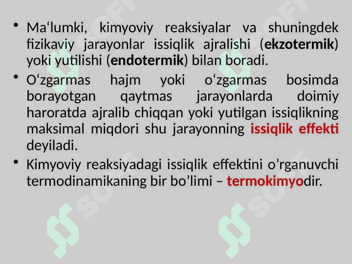 Termokimyo. Gess qonuni 2