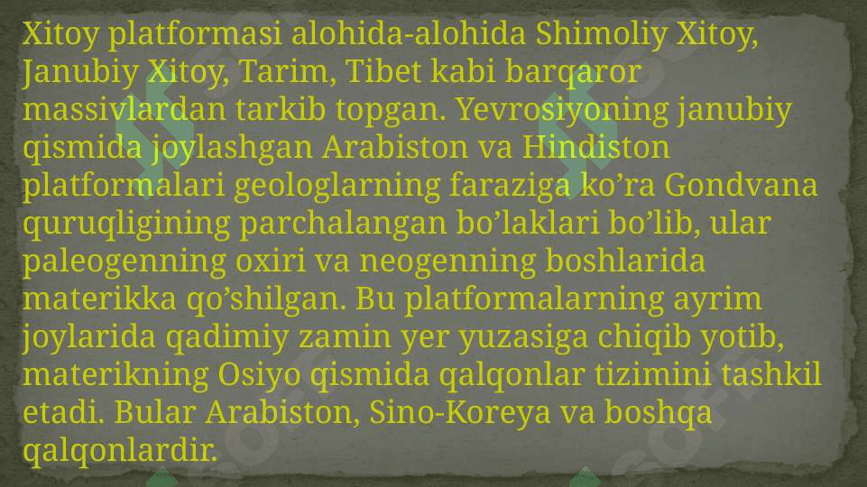 Yevrosiyo tektonik xaritasini ishlash 4