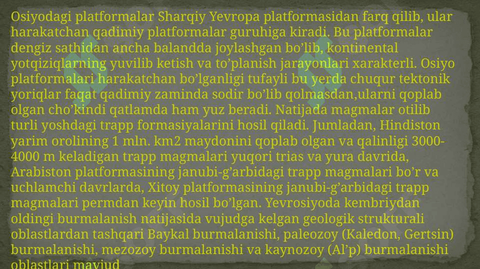 Yevrosiyo tektonik xaritasini ishlash 5