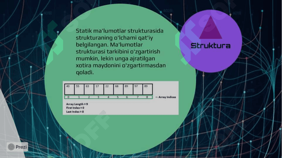 Massivlar Statistik va dinamik Massivlar 8
