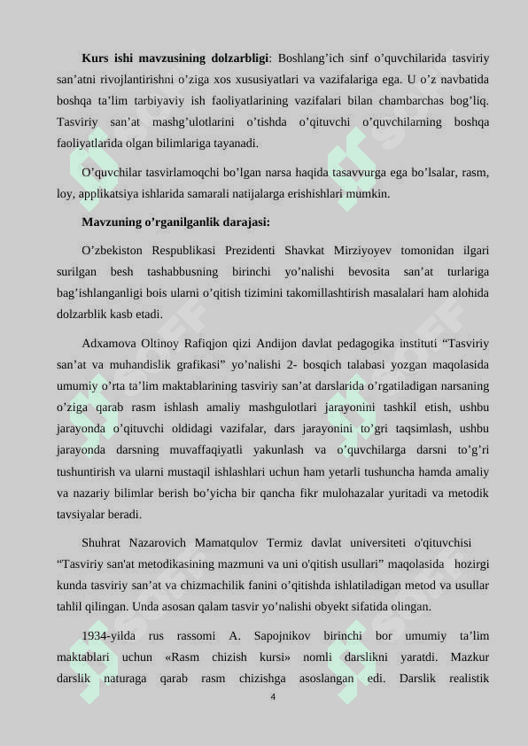 Boshlang’ich sinf tasviriy san’at darslarida o’quvchilarning ijodiy fikrlashini rivojlantirish asoslari 4