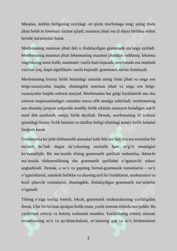 “Ozbek tilshunosligida morfema va qoshimchalar munosabat masalasi 2