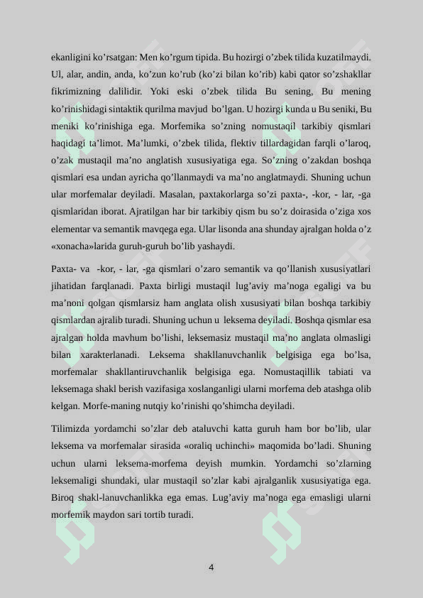 “Ozbek tilshunosligida morfema va qoshimchalar munosabat masalasi 4