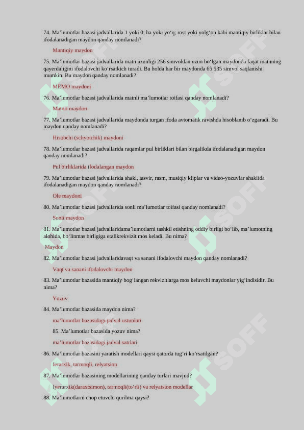 IAKT FANIDAN YAKUNIY TEST JAVOBLARI 6