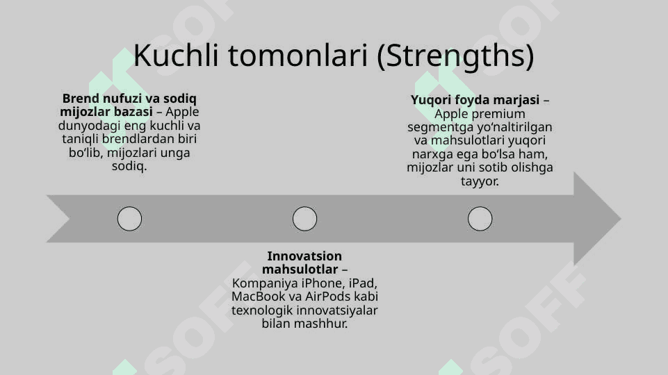 Apple kompaniyasi uchun SWOT analiz 2