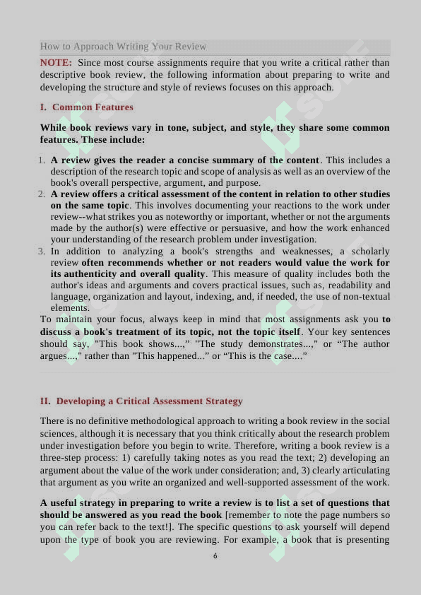 A book review strategies to write review for reading 6