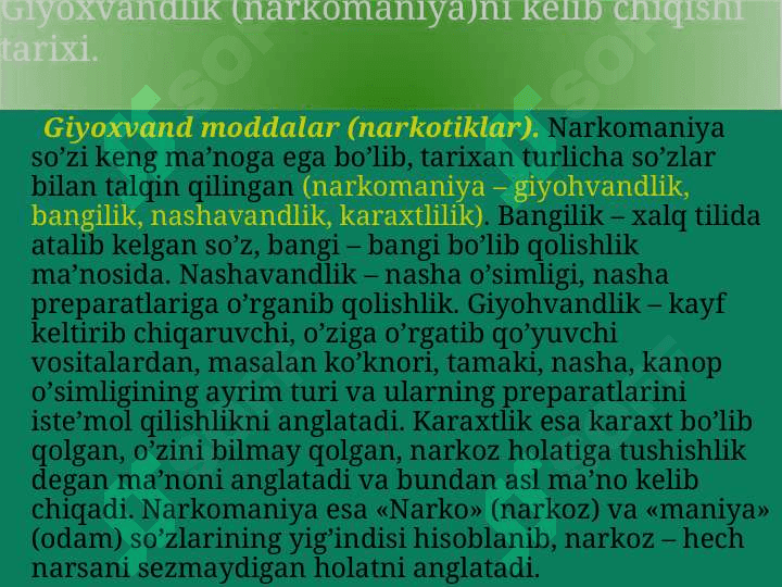 ZARARLI ODATLAR: GIYOHVANDLIK VA TOKSIKOMANIYA 5