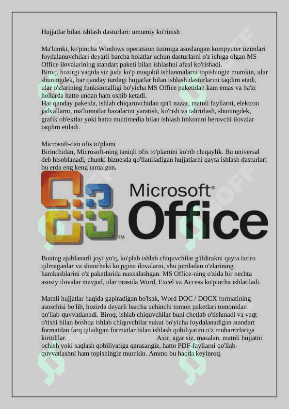 Zamonaviy Microsoft Word dasturida elektron hujjatlarni yaratish 2