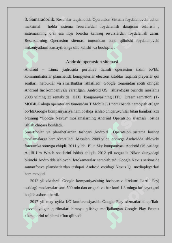 Zamonaviy operatsion tizimlarning tavsifi. Android, windows 7, 10 OT lar 4