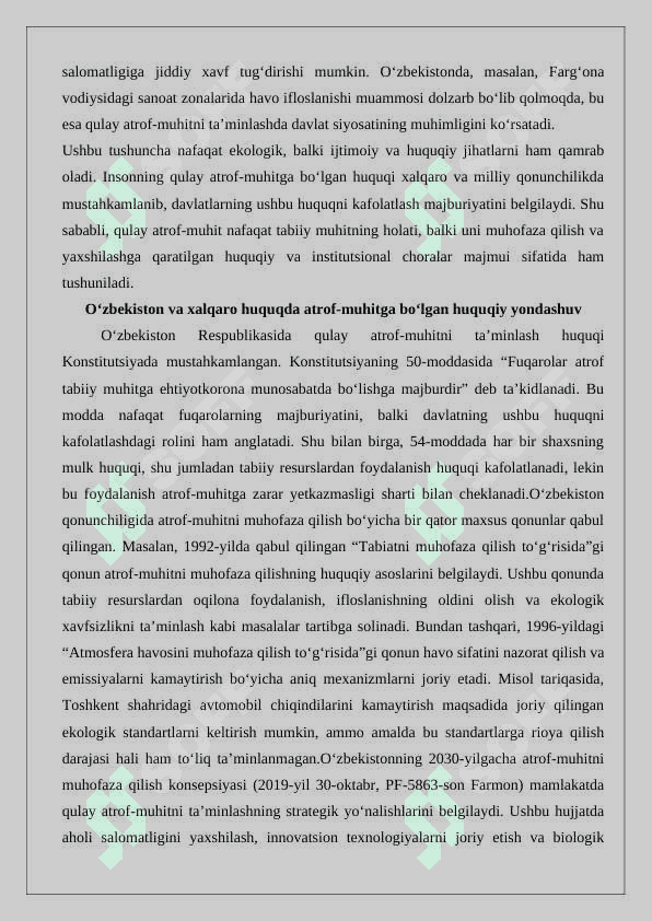 Har bir fuqaroning  qulay atrof-muhitga ega bo’lish huquqi 25 3