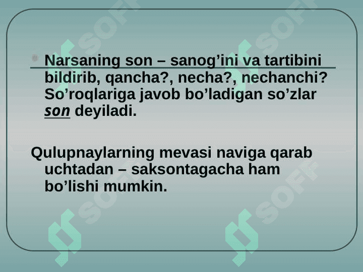 Son so'z  turkumi 8