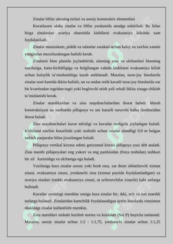 Zinalar liftlar ularning turlari va asosiy konstruktiv elementlari 2