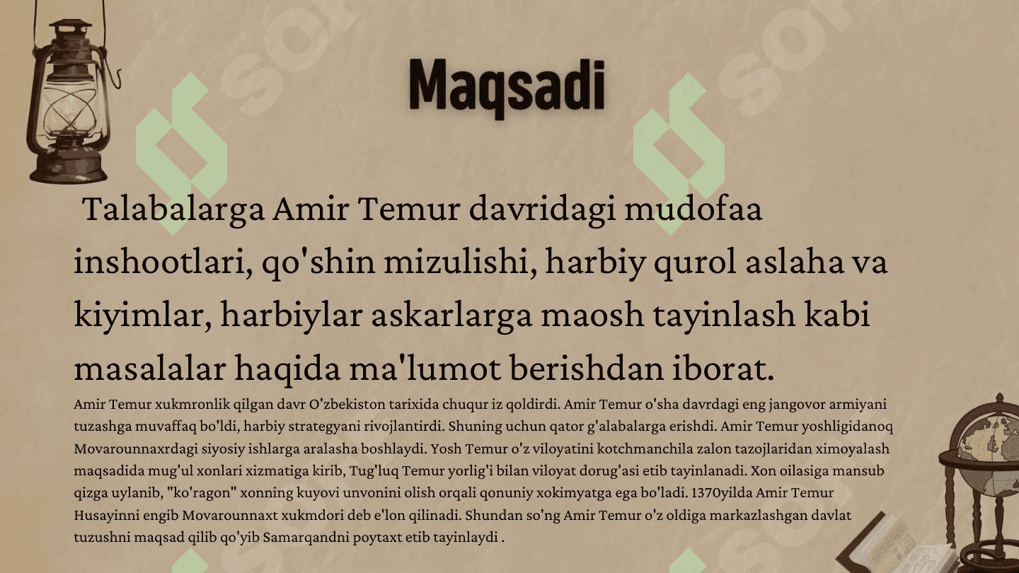 Amir Temur haqida slayd 3