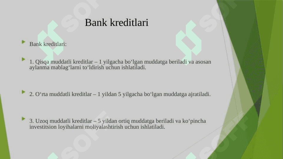 KREDIT OPERATSIYALARINI RASMIYLASHTIRISH VA HISOBGA OLISH AUDITI 8