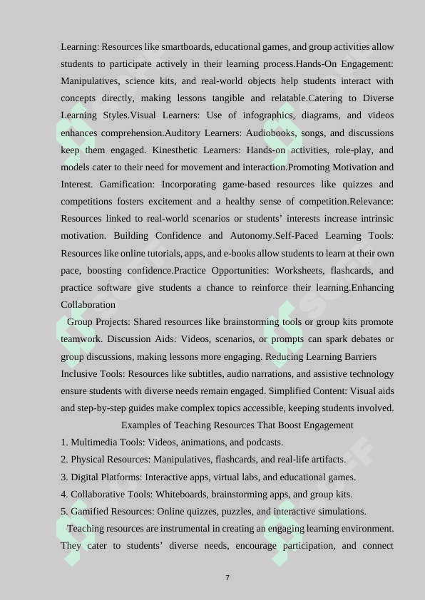 CHOSING AND USING TEACHING RESOURCES FOR PRIMARY SCHOOL. 7