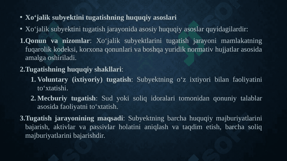Xo‘jalik subyektlari faoliyatining tugatilishi jarayoni auditining xususiyatlari 4