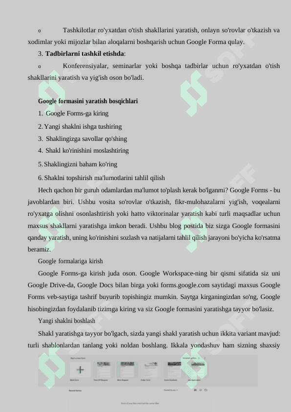 GOOGLE FORMALAR BO'LIMI YORDAMIDA FORMA TAYYORLASH 4