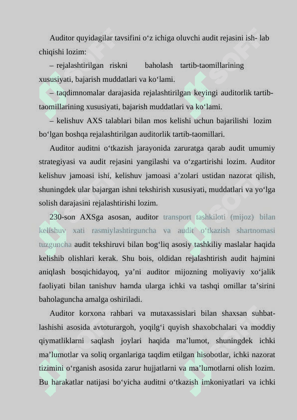 AVTOTRANSPORT KORXONALARIDA AUDITORLIK TEKSHIRUVINI REJALASHTIRISH VA ICHKI NAZORATNI BAHOLASH 6