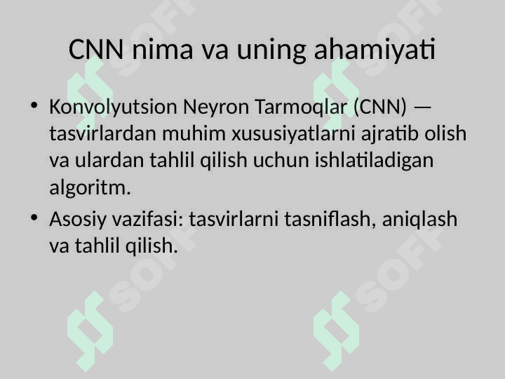 CNN arxitekturasi va ishlash strukturasi. Konvulatsion qatlamlarni hisoblash. 2
