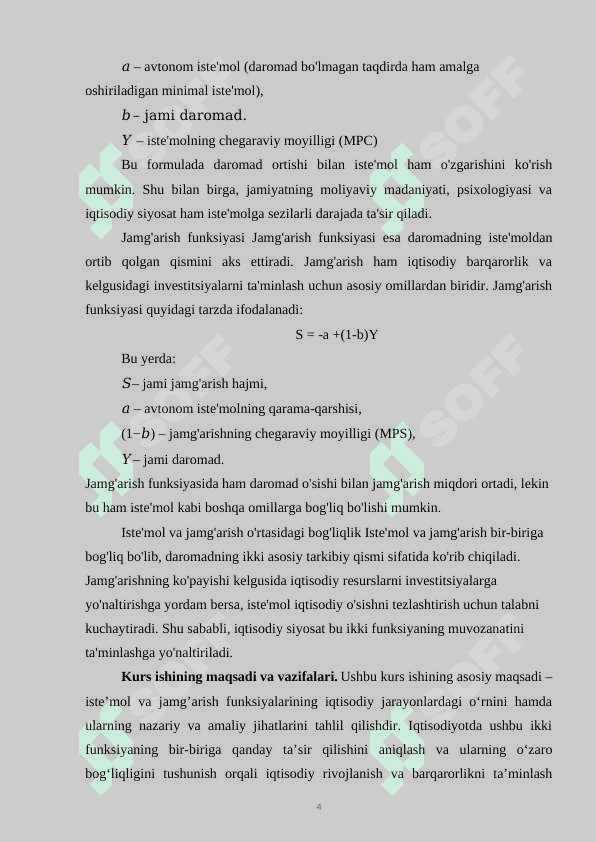 ISTE’MOL VA JAMG’ARISH FUNKSIYALARI Kurs ishi 4