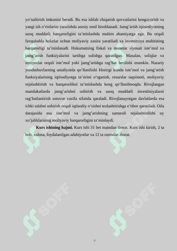 ISTE’MOL VA JAMG’ARISH FUNKSIYALARI Kurs ishi 6