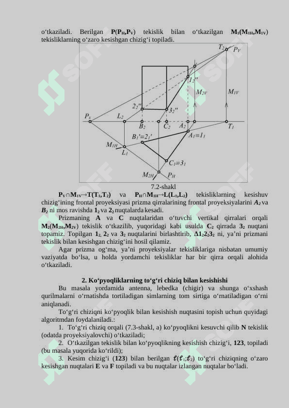 KO‘PYOQLIKLARNING TEKISLIK VA TO‘G‘RI CHIZIQ BILAN KESISHISHI 2