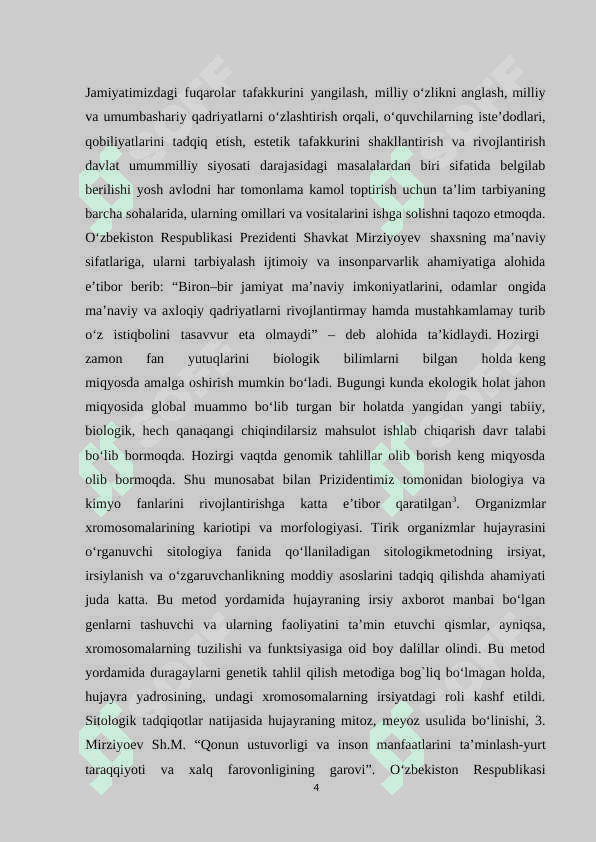 HOZIRGI RIVOJLANISH BOSQICHIDAGI GENETIK MUOMMOLAR KURS ISHI 4