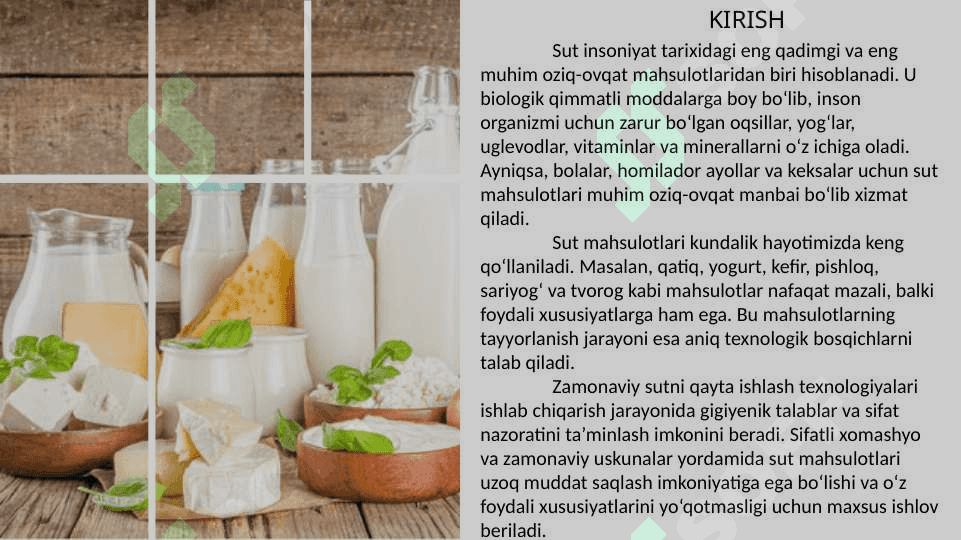Sut va sut mahsulotlarini ishlab chiqarish texnologiyasi 3