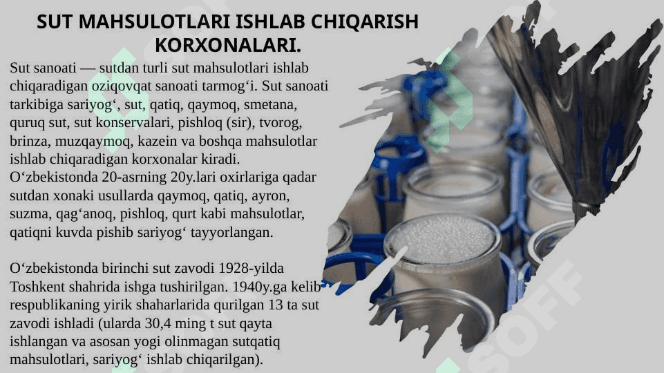 Sut va sut mahsulotlarini ishlab chiqarish texnologiyasi 6