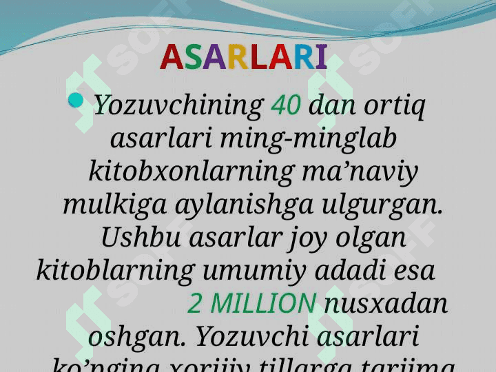 O'tkir Hoshimov hayoti va ijodi.(slayd) 5