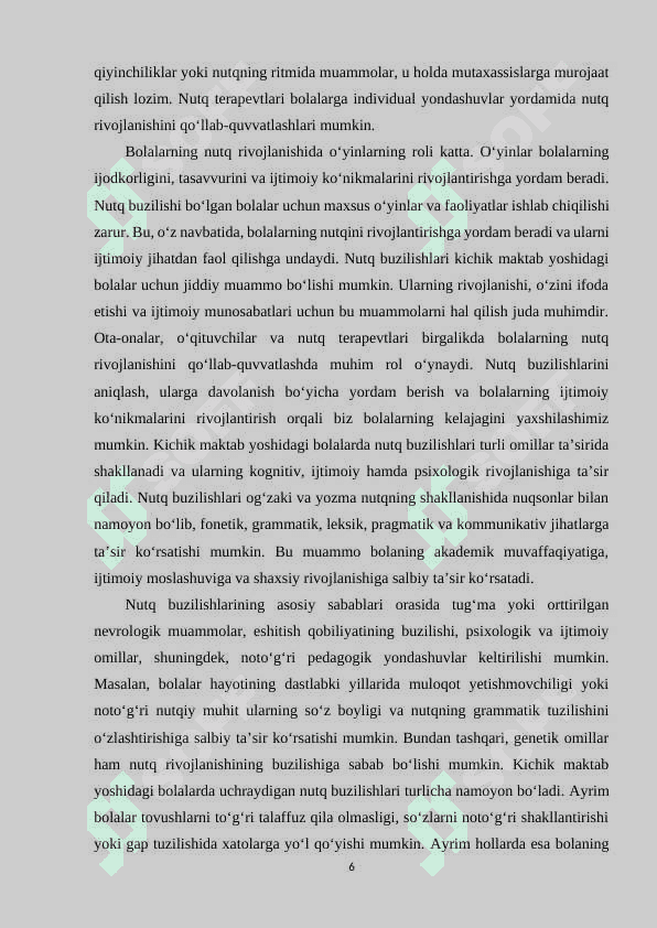 Kichik maktab yoshidagi bolalar bilan olib boriladigan logopedik ishlarini to‘g‘ri tashkillashtirish 6