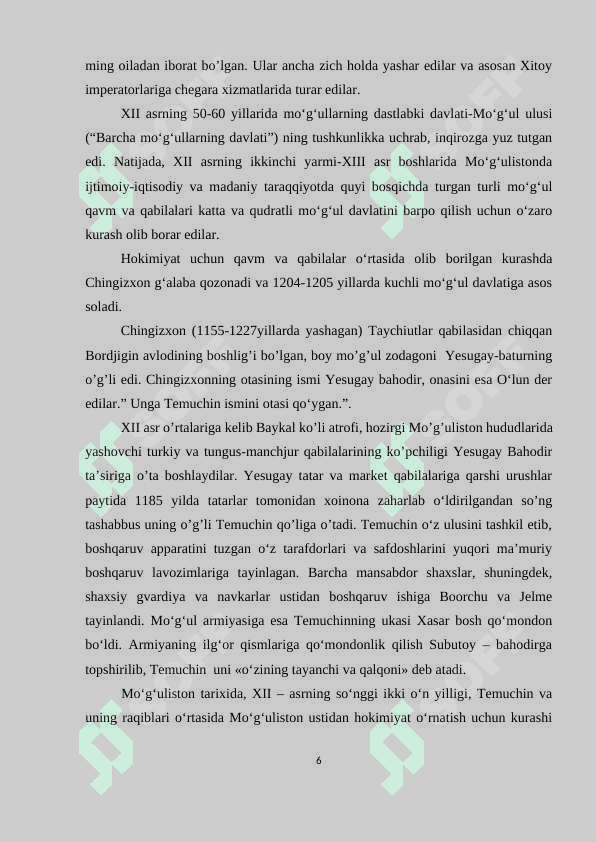 Chingizxonning markaziy osiyoga yurishlar 6
