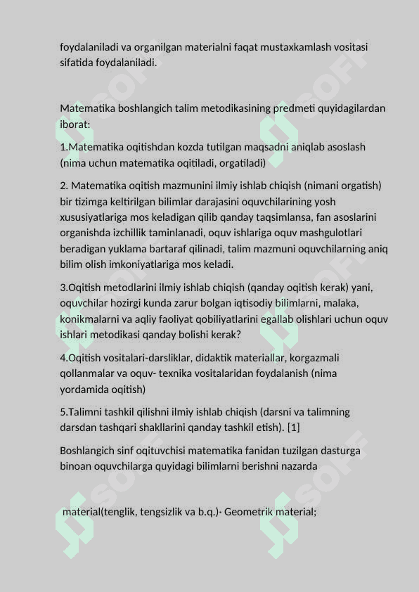 1-sinfdan metematikadan o'quvchilarni o'quv bilish jarayonini nazorat qilish metodikasi 8