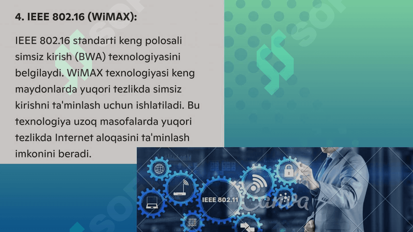 Kompyuter tarmoqlarining standartlari. IEEE oilasi standartlarini o'rganish. 6
